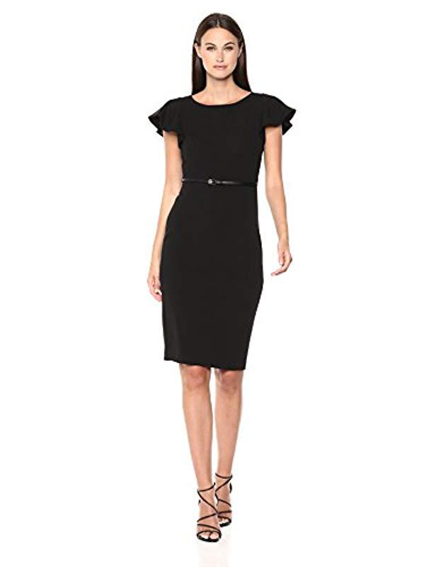 calvin klein ruffle sleeve sheath dress