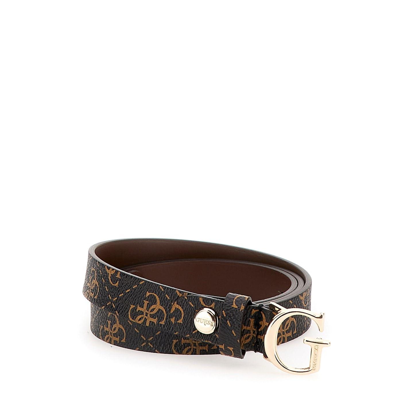 Guess S Meridian Faux Leather Belt Brown Logo M Lyst UK