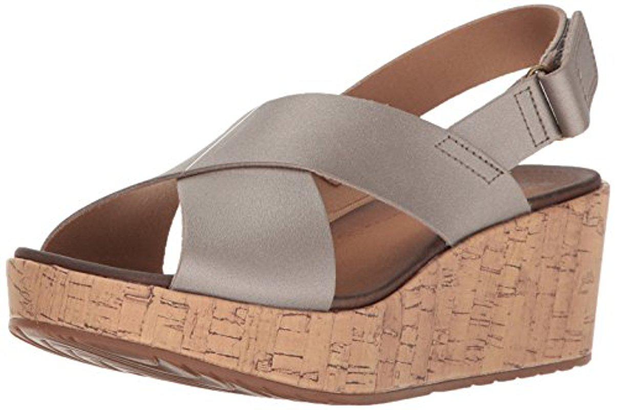 clarks metallic wedge sandals