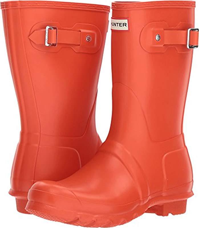 HUNTER Original Short Wellington Boots in Orange | Lyst