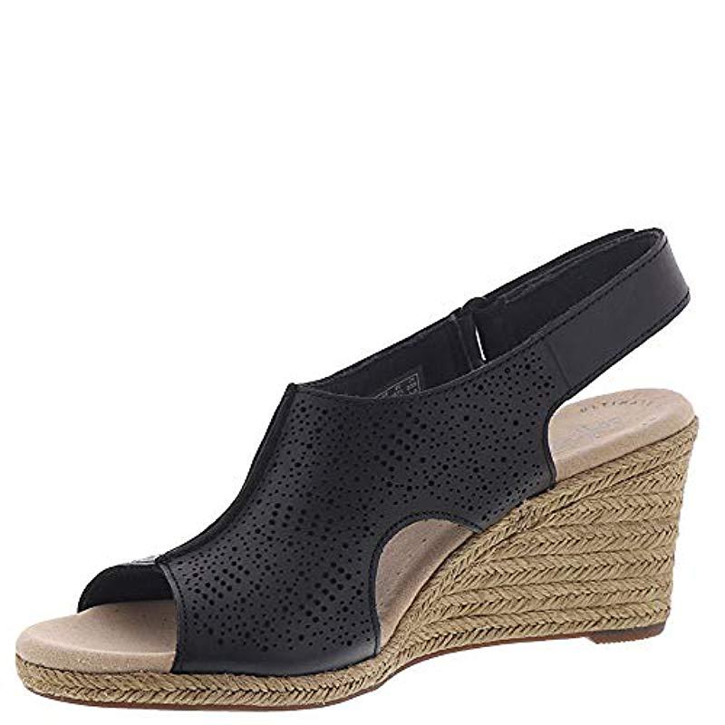 Clarks Lafley Rosen Leather Slingback Wedge Espadrilles in Black Lyst UK