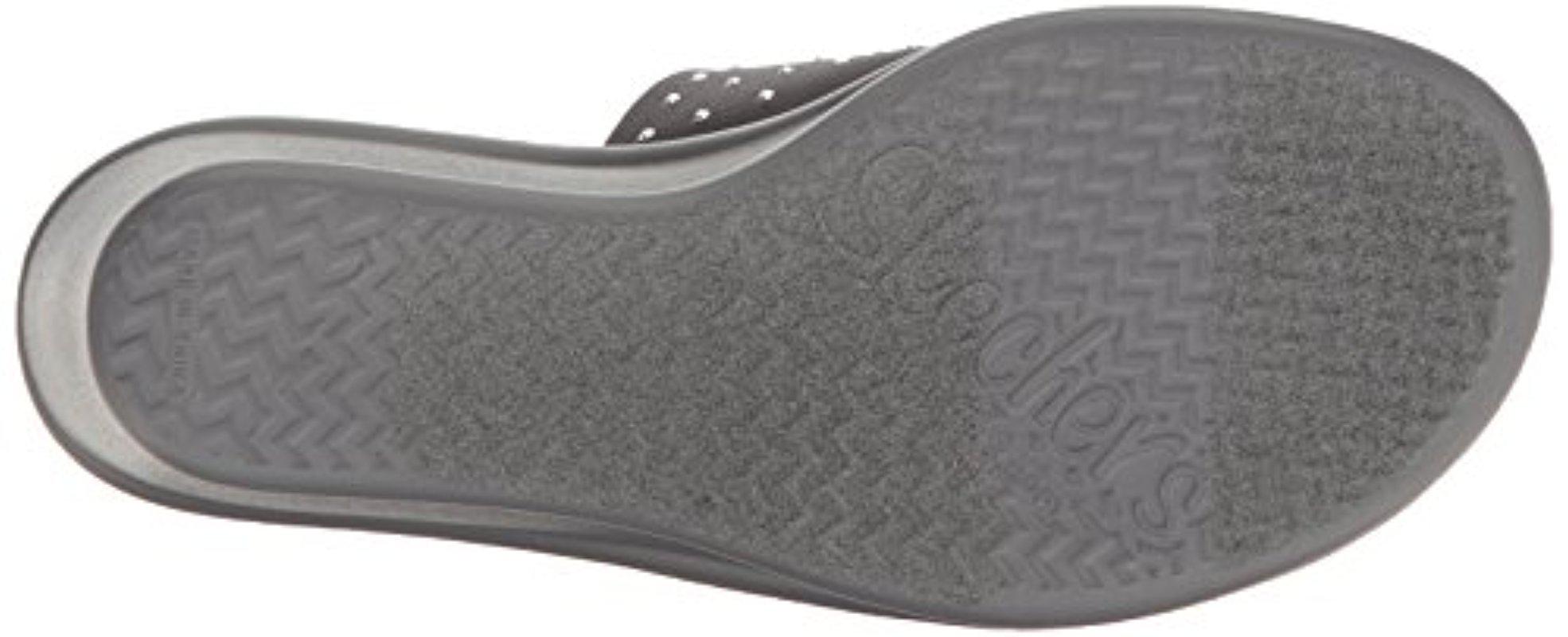 Skechers Satin Cali Rumblers Silky Smooth Wedge Sandal in Charcoal 25