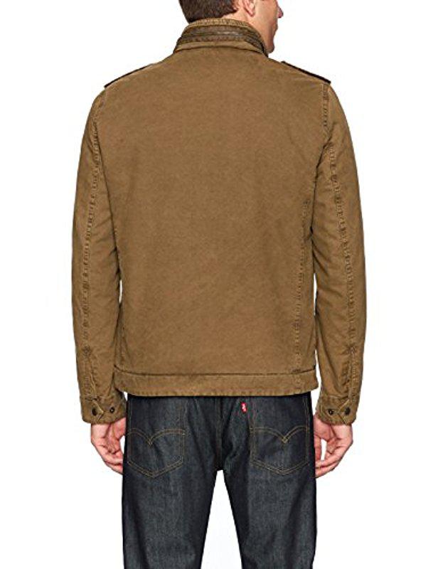 levi's men's washed cotton two pocket sherpa lined military jacket