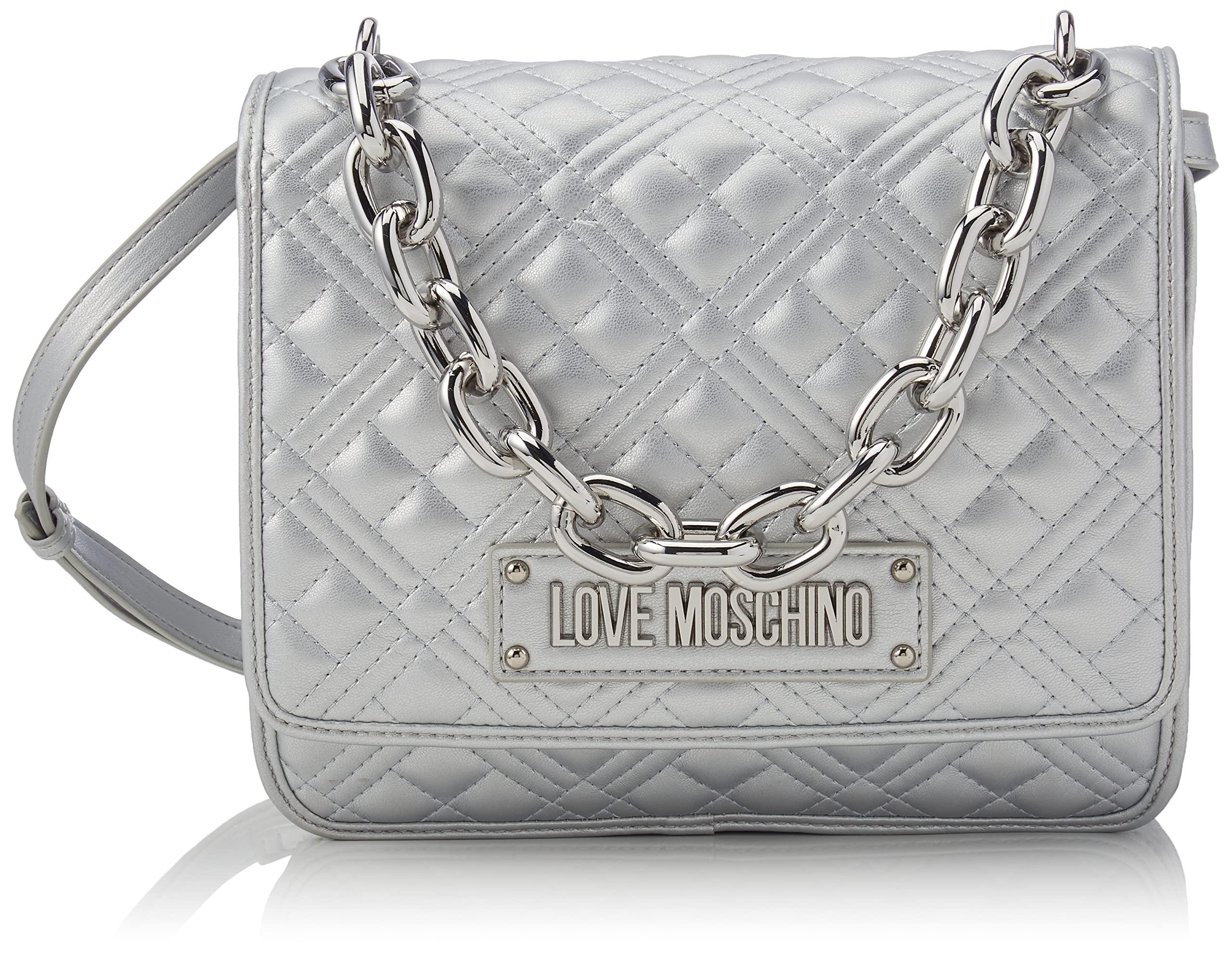 Love Moschino Borsa Chunky Chain Quilting Argento Shoulder Bag in Silver  (Grey) | Lyst UK