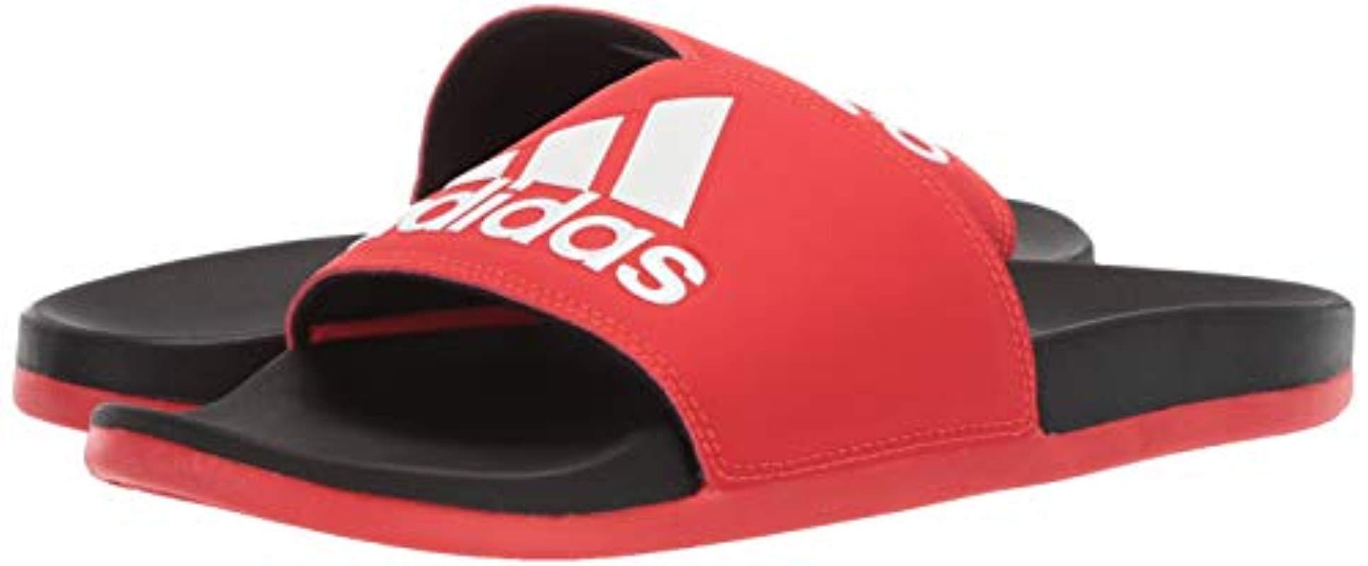 red and white adidas flip flops