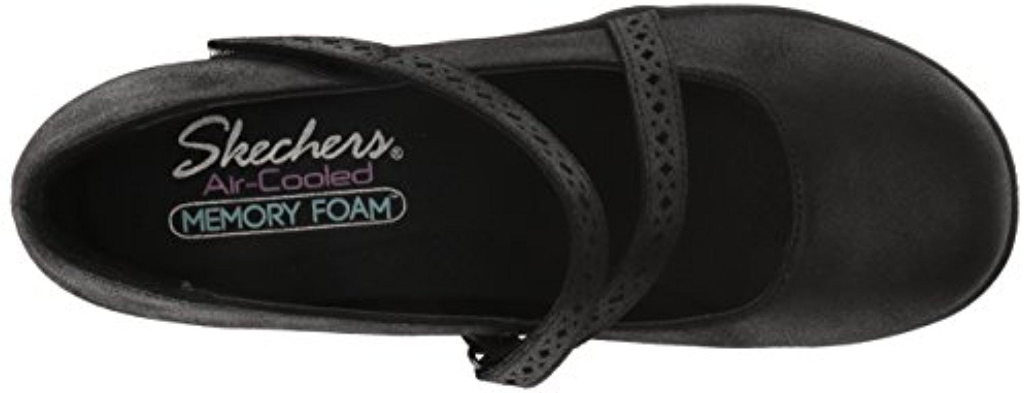 Skechers Rumbler Wave-filigree-laser-cut Strap Mary Jane Wedge Pump in  Black | Lyst