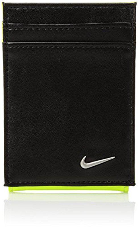 Nike Leather Blocked Front Pocket Wallet W/magnetic Money Clip in Black for  Men | Lyst