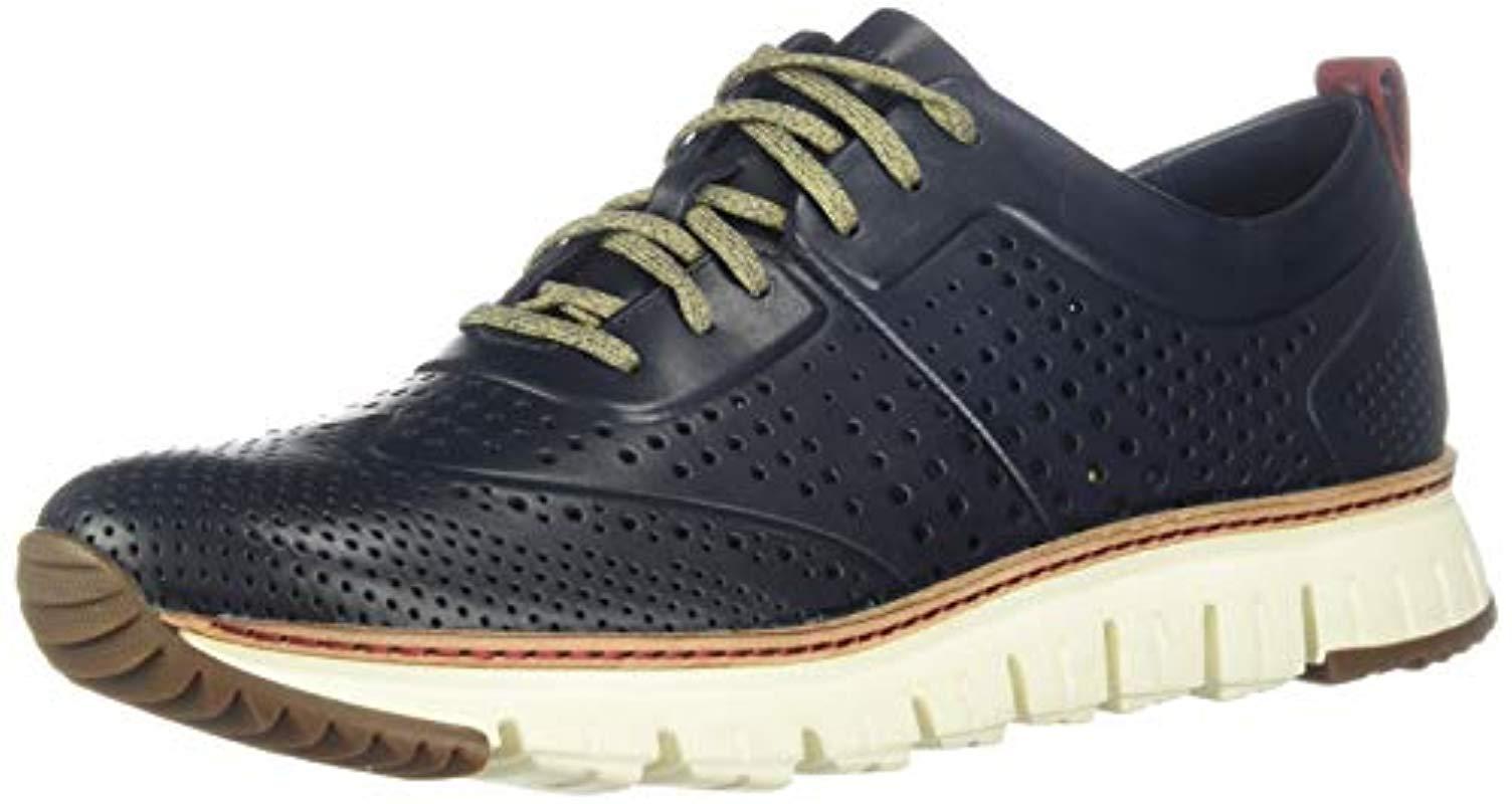 Cole Haan Leather Zerogrand Laser Perforated Sneaker in Marine Blue ...