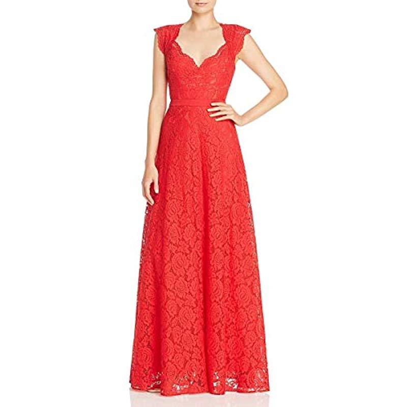 bcbg scalloped lace gown