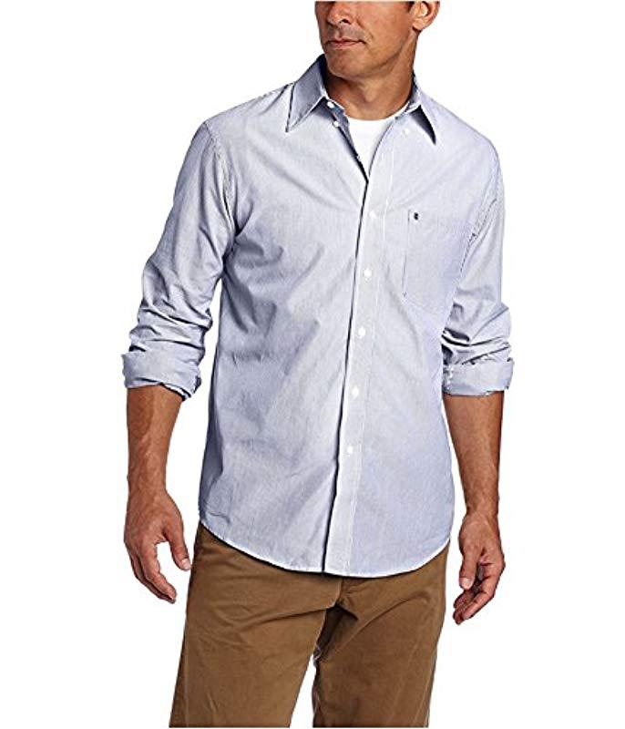 Izod Cotton Button Down Long Sleeve Stretch Performance Stripe Shirt in