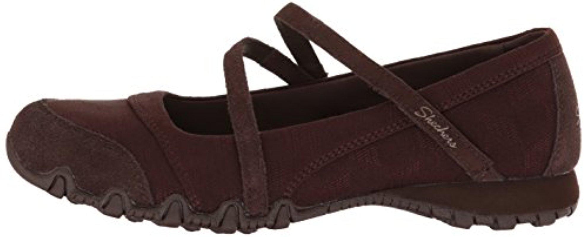 Skechers Suede Bikers -fiesta Mary Jane Flat in Chocolate (Brown) - Lyst
