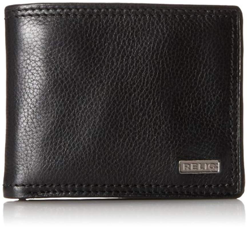 Fossil Relic By Mark Leather Traveler Bifold Wallet, Black for Men