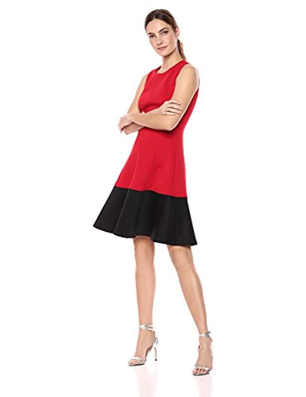 calvin klein colorblock fit and flare dress