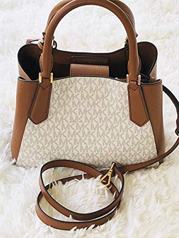 Michael Kors Kimberly Small Satchel Crossbody Top Handle Signature Bag Vanilla Lyst UK