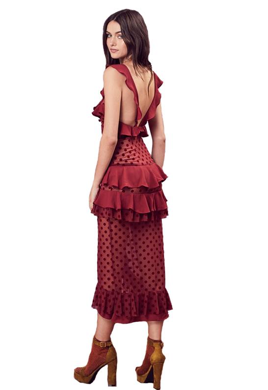 for love and lemons dotty midi dress