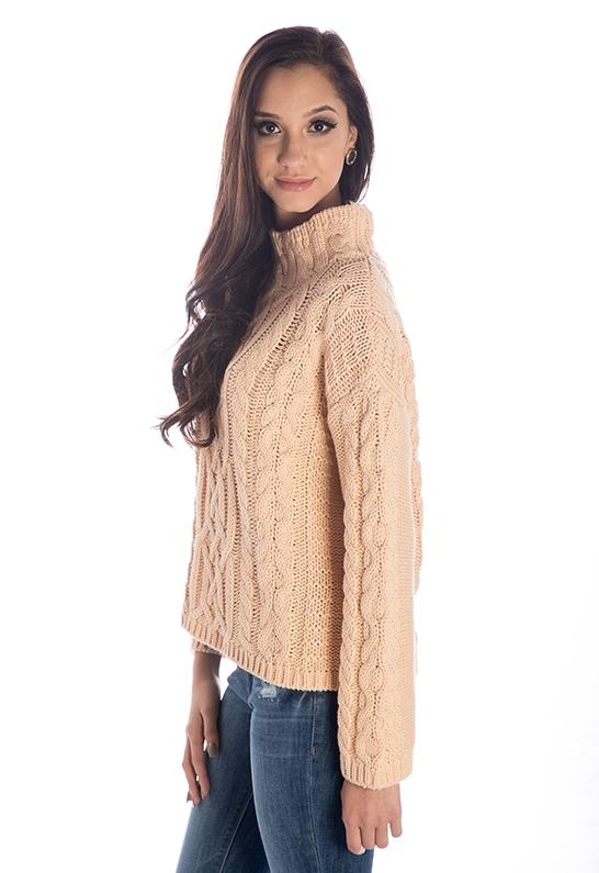 Lyst - 525 America Cable Knit Mock Turtleneck Sweater in Natural