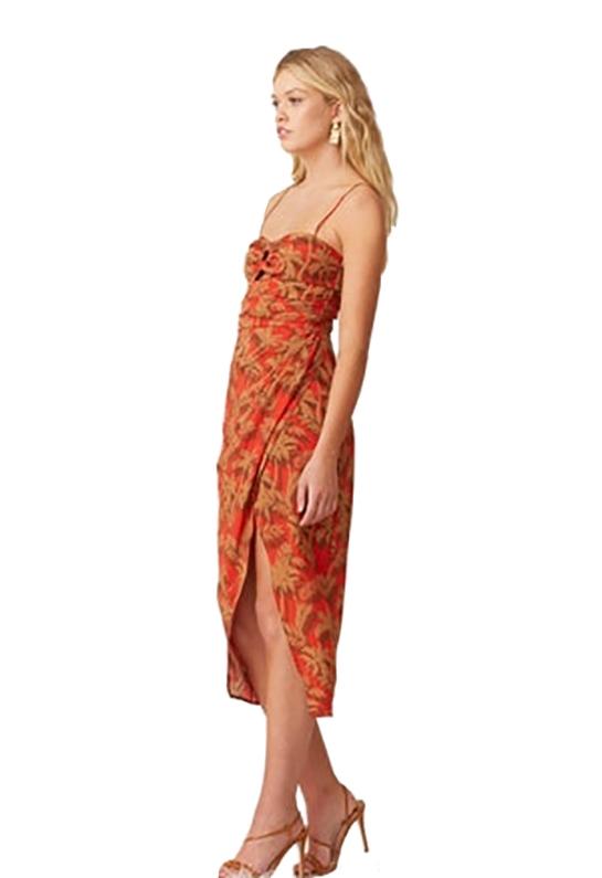 bec and bridge red strapless dress