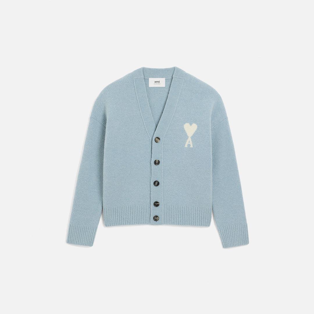 Ami Paris Alpaca Ami De Coeur Cardigan in Blue | Lyst