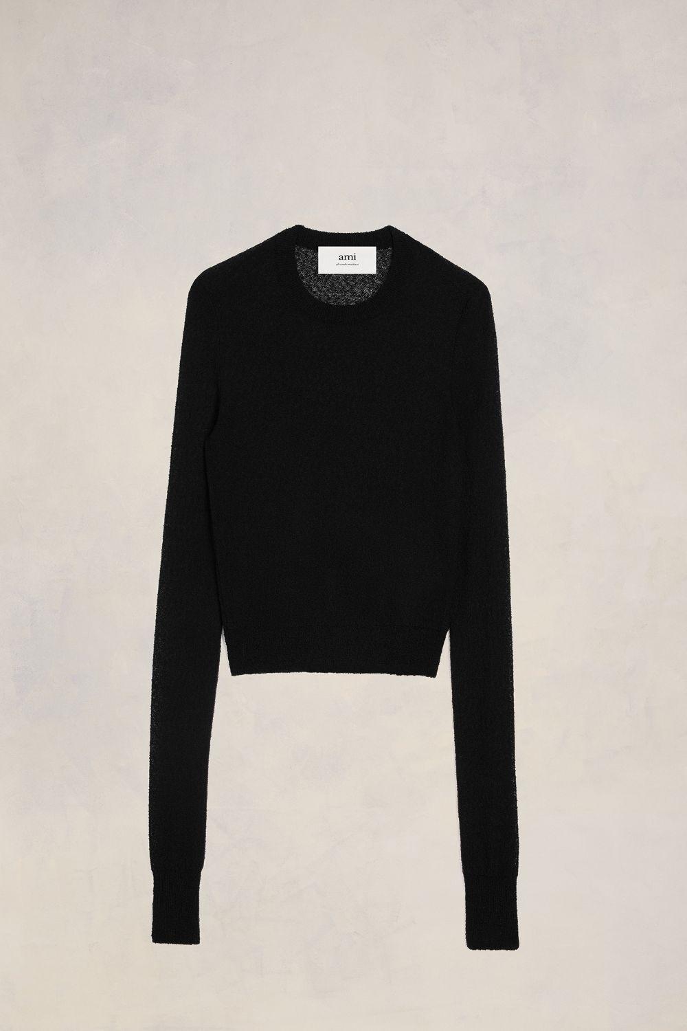 AMI Paris Black Semi-Sheer Sweater