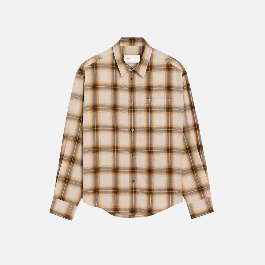 Ami Paris Boxy Checkered Shirt Ami De Coeur in Natural for Men | Lyst