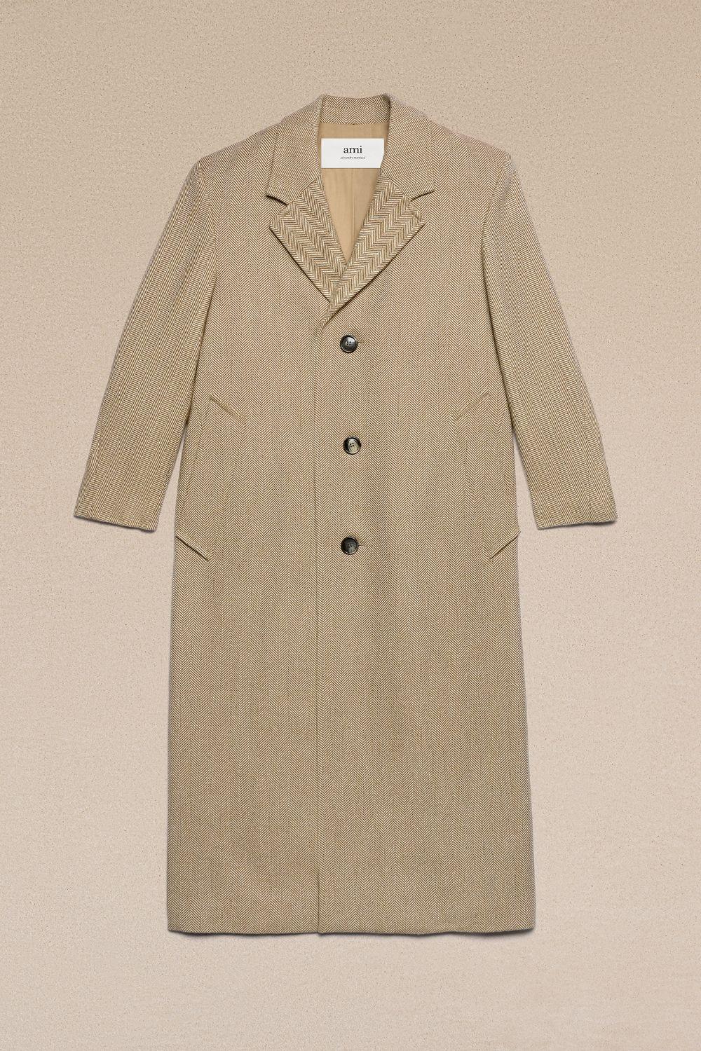 Ami Paris Three Buttons Oversized Coat in Natural | Lyst