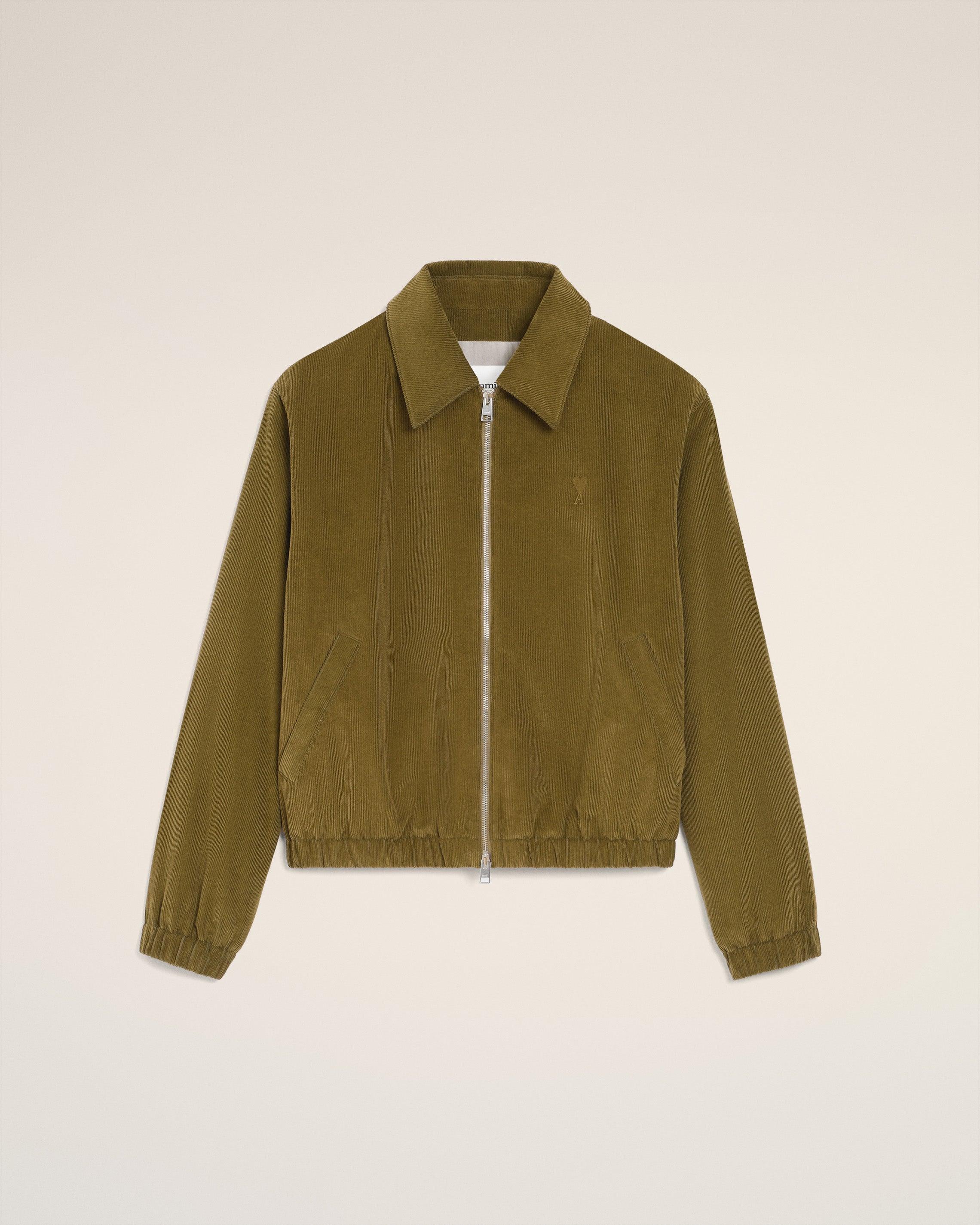 Ami Paris Cotton Ami De Coeur Padded Zipped Jacket in Green for 