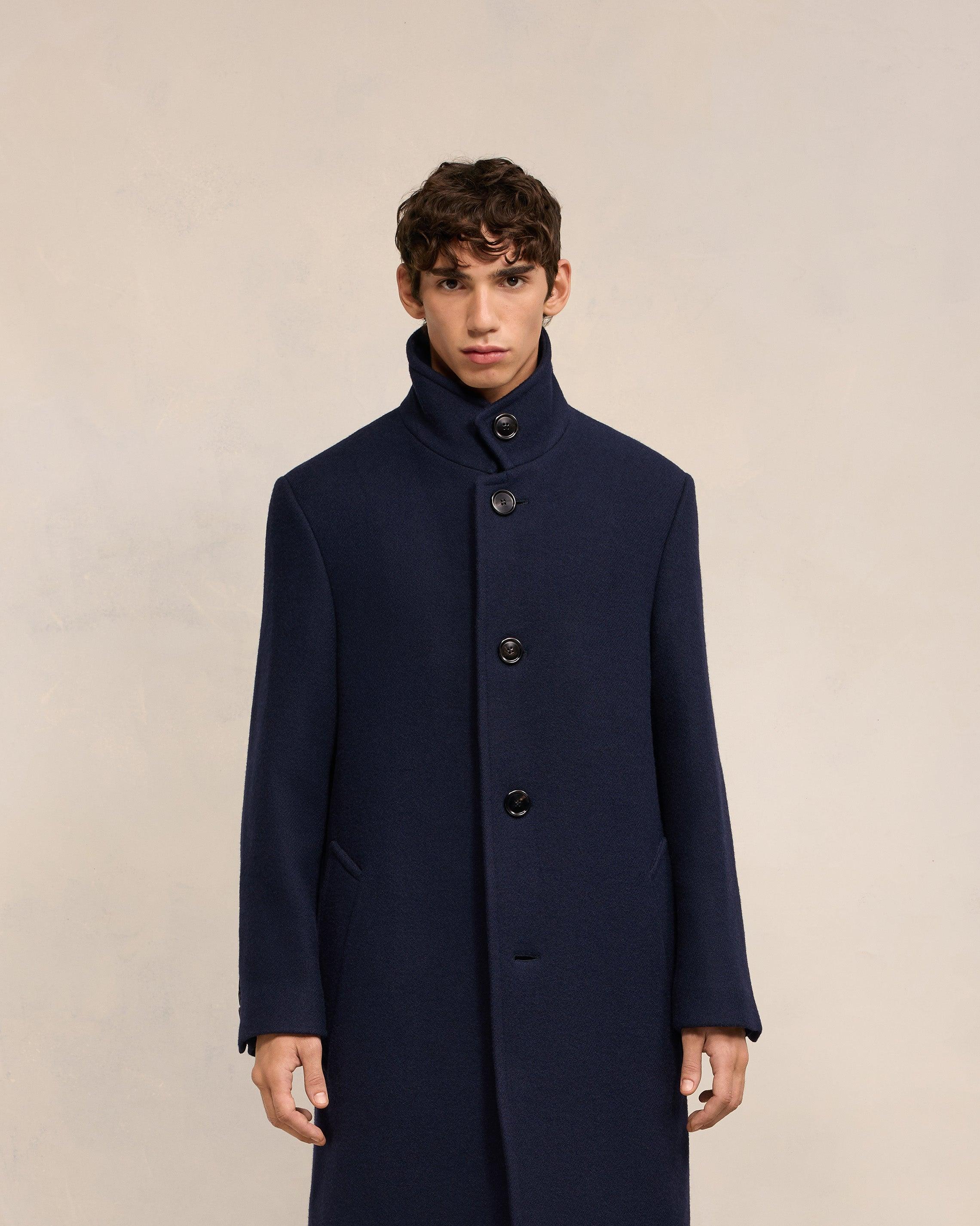 ami-Navy-Blue-High-Collar-Coat
