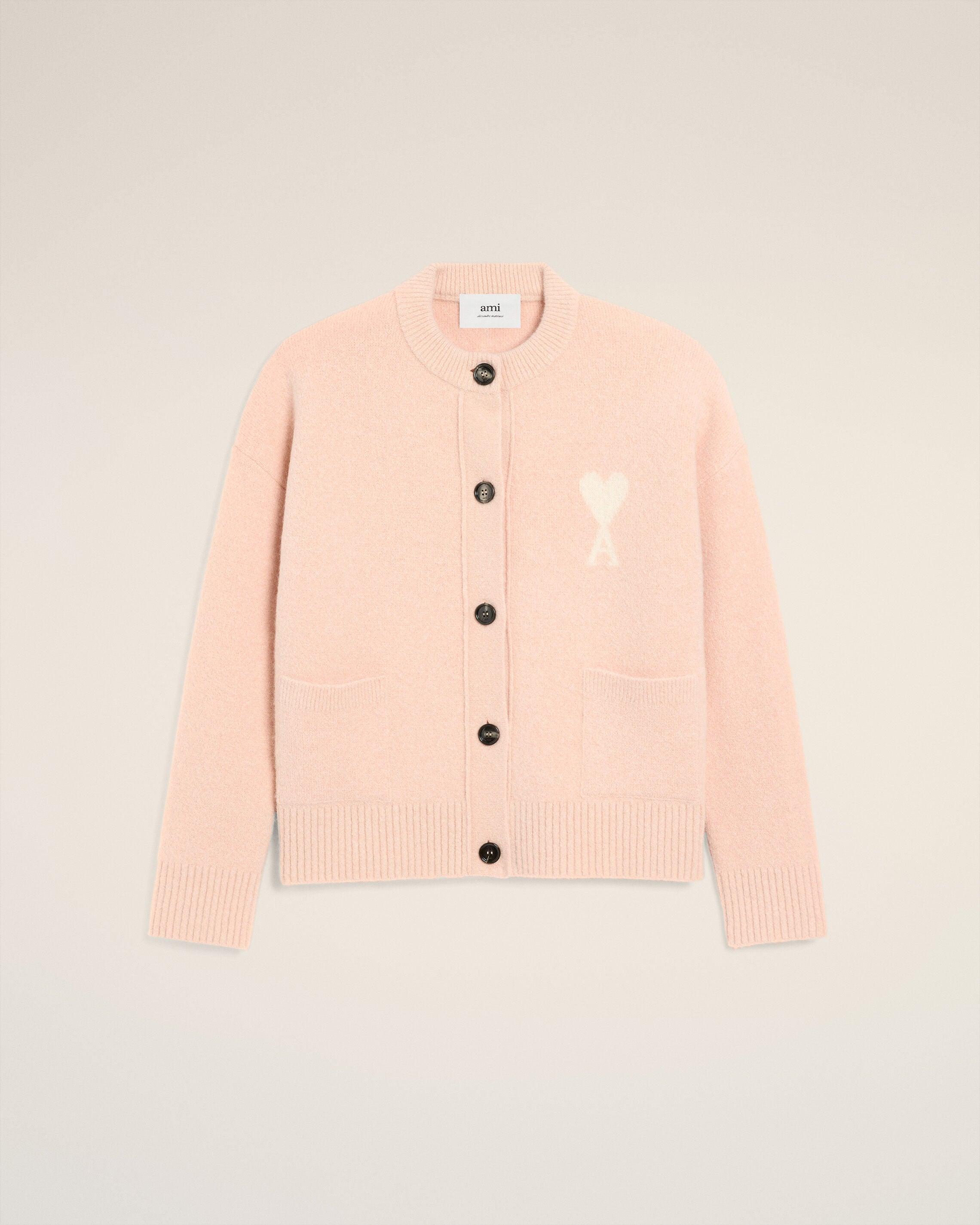 Ami Paris Alpaca Ami De Coeur Cardigan in Natural | Lyst
