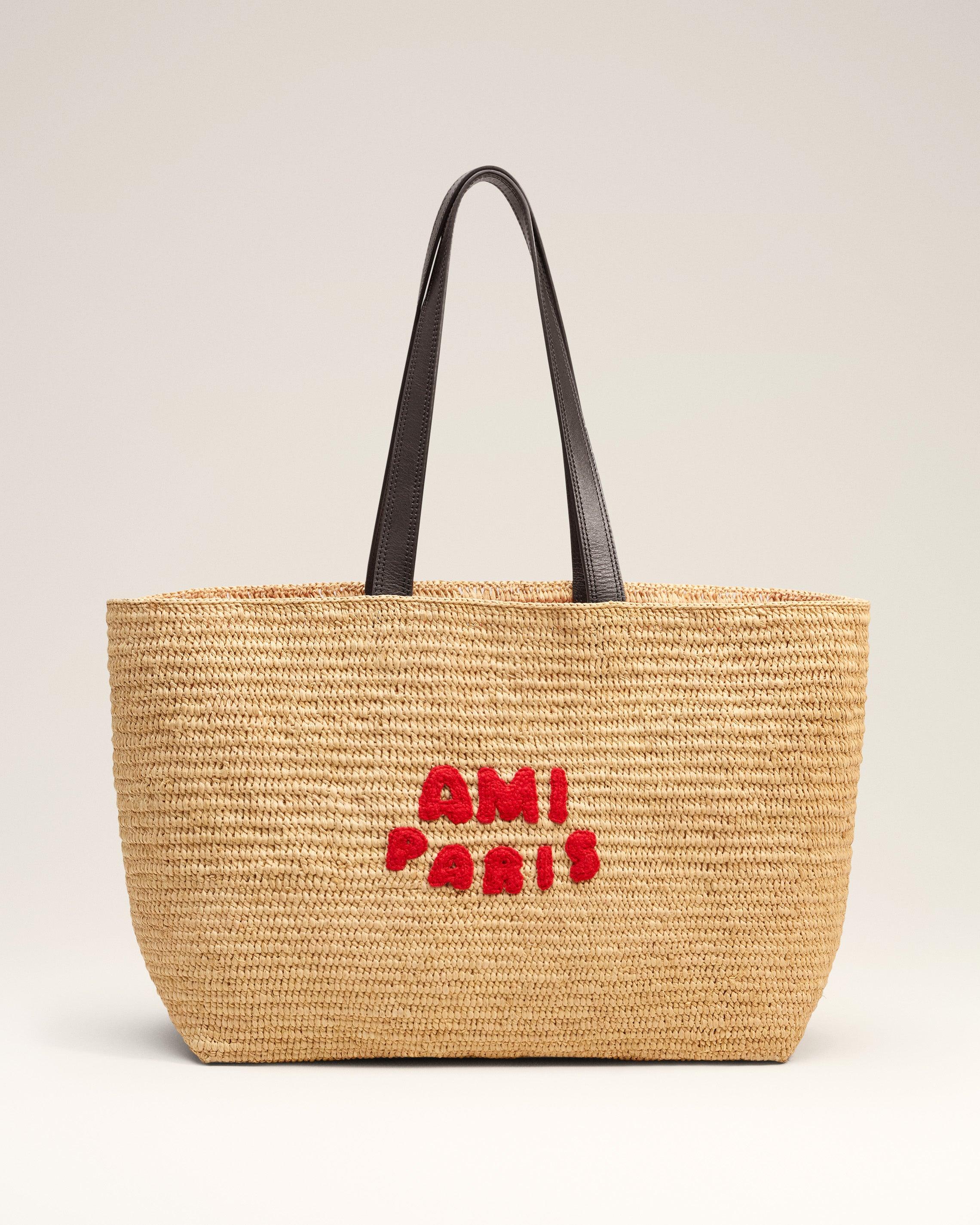 Ami Paris Natural Raffia Tote Bag Lyst