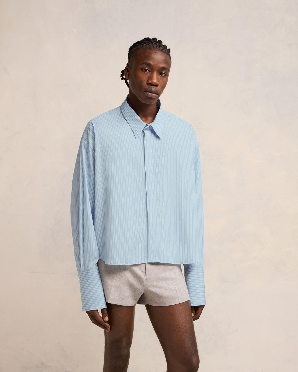 トップス andmary Ami check tops ice blue ANDMARY Ami check tops