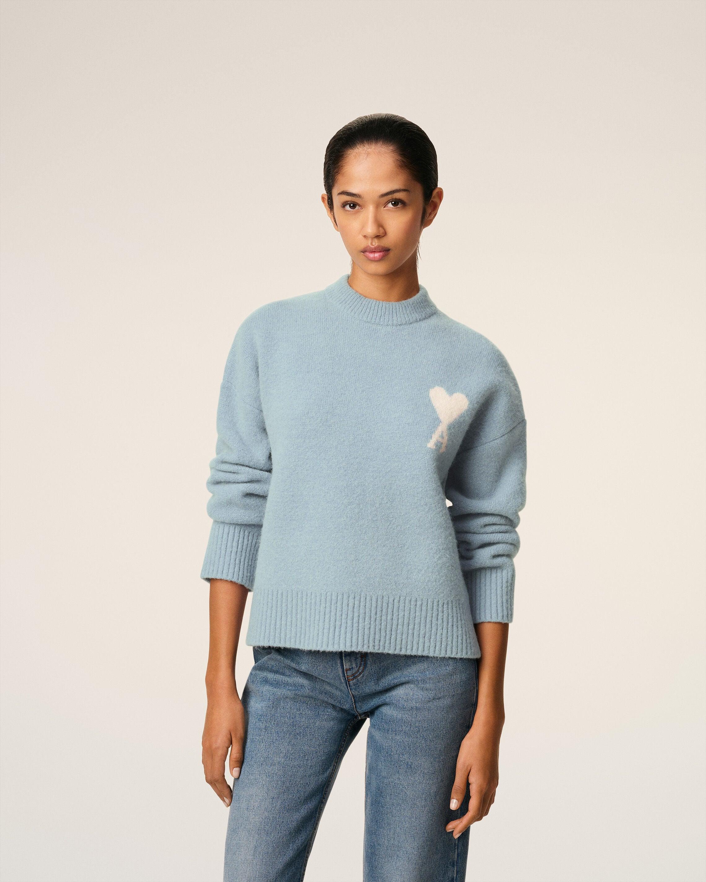 新品　ami paris ブルー アルパカAMI DE COEUR ビーニー Ami Paris Alpaca Ami De Coeur Crewneck Sweater in Blue | Lyst UK