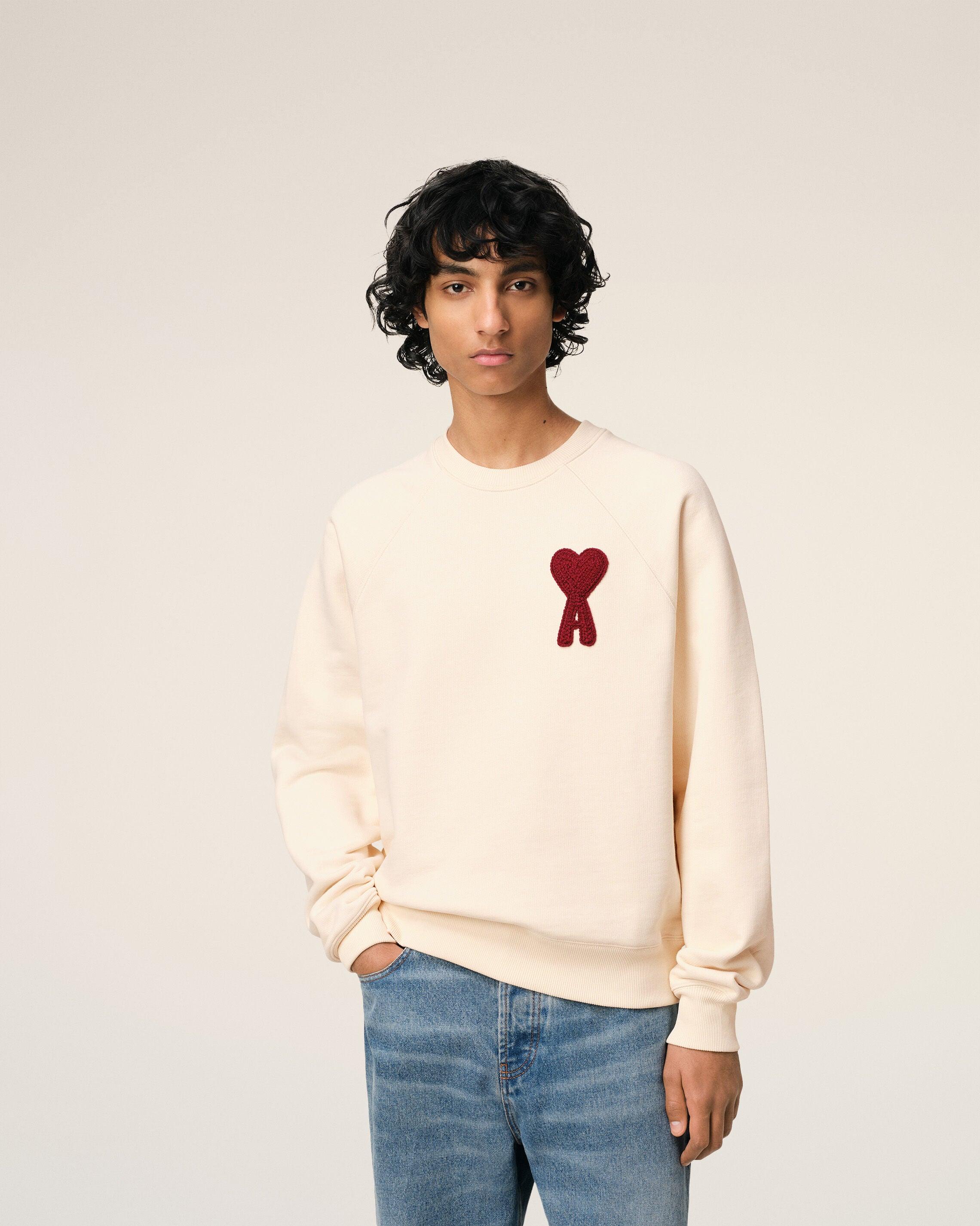 Ami Paris Cotton Ami De Coeur Patch Sweatshirt in Natural | Lyst