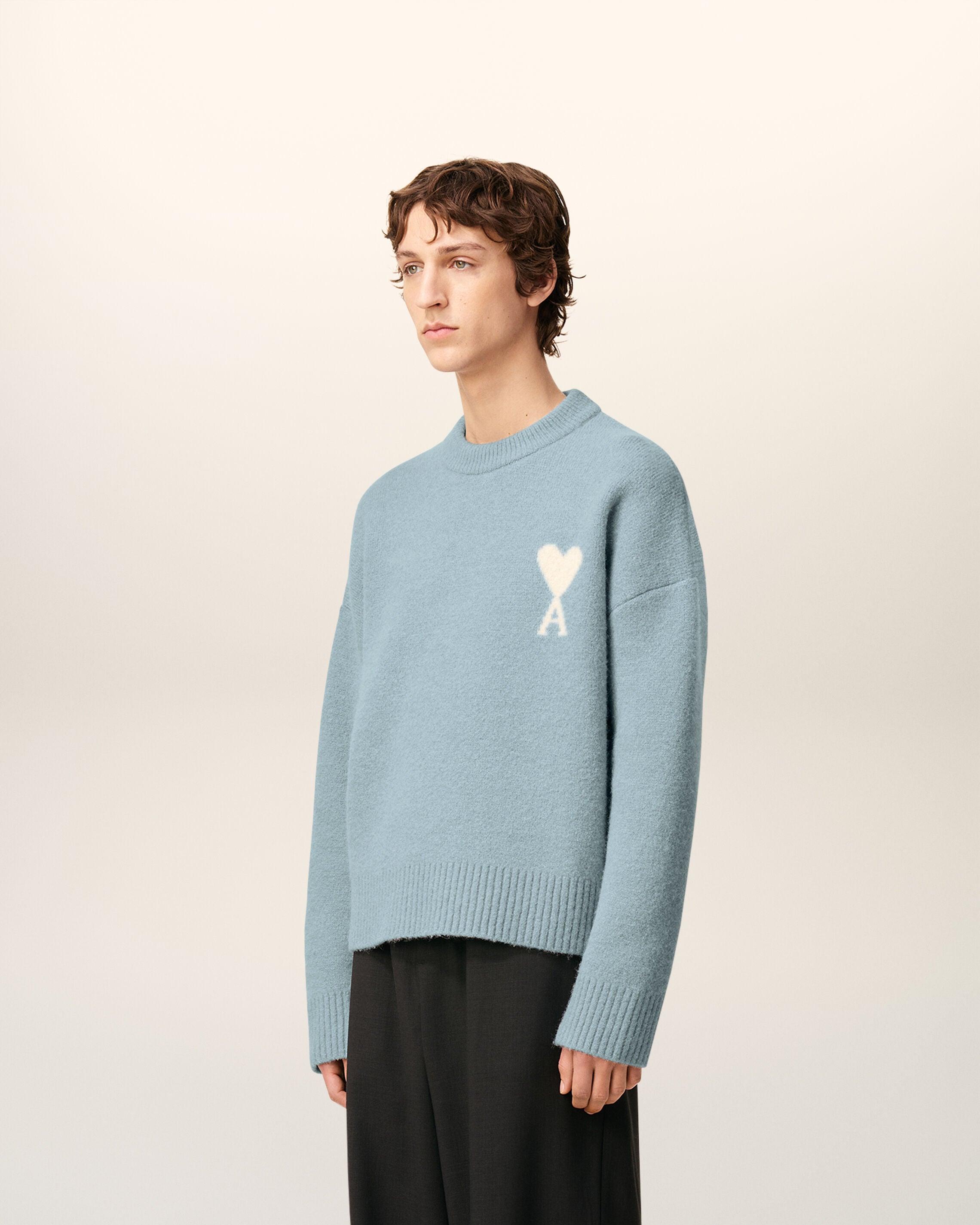 Ami Paris Alpaca Ami De Coeur Crewneck Sweater in Blue | Lyst UK