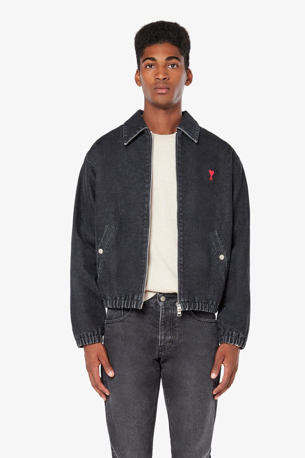 AMI Ami De Coeur Denim Jacket in Black 