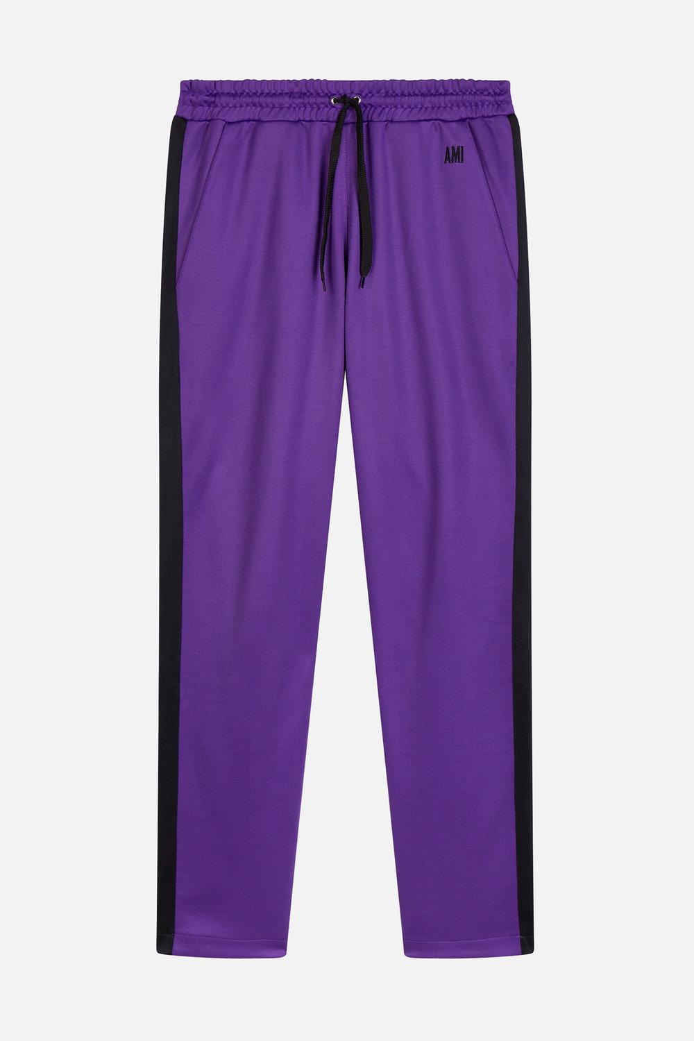 black and purple track pants