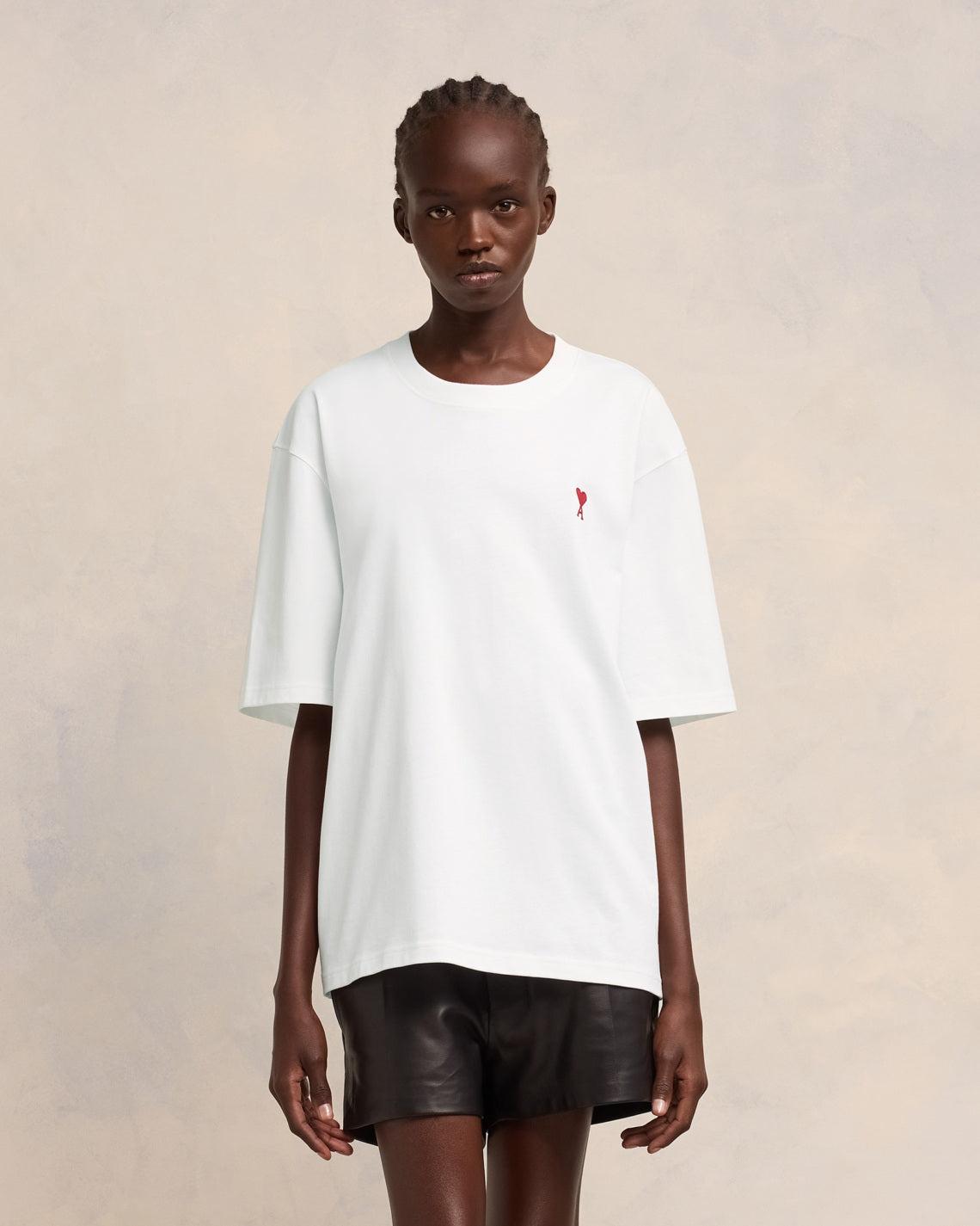 Ami Paris Ami De Coeur Boxy Fit T-Shirt in Natural | Lyst Ami Paris Ami De Coeur Boxy Fit T-Shirt in Natural | Lyst