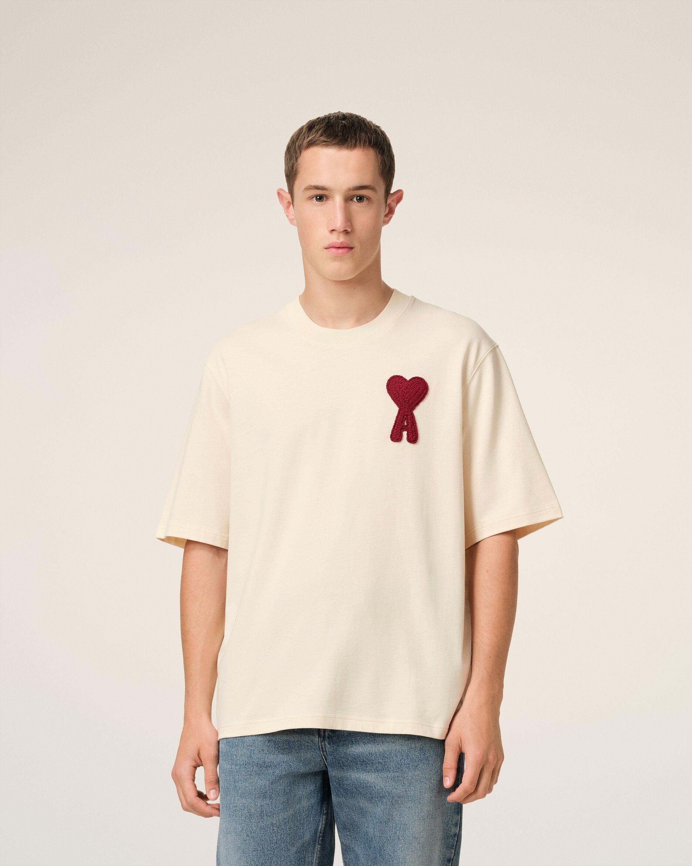 AMI DE COEUR ハートパッチ Tシャツ　アミパリス Ami Paris Cotton Ami De Coeur Patch T-Shirt in Natural for Men | Lyst