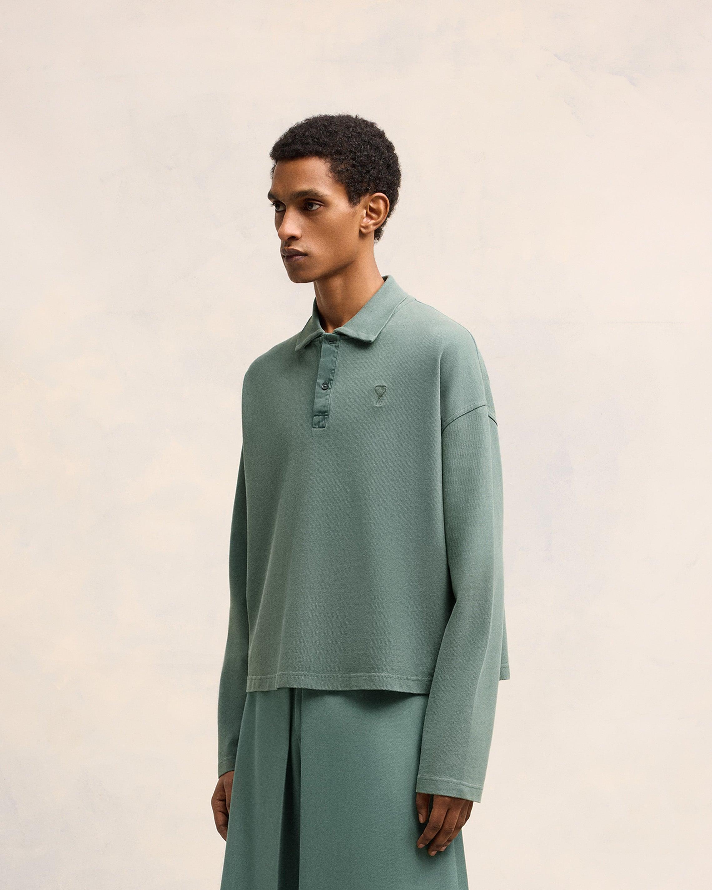 Ami Paris Ami De Coeur Long Sleeves Polo in Green | Lyst Australia