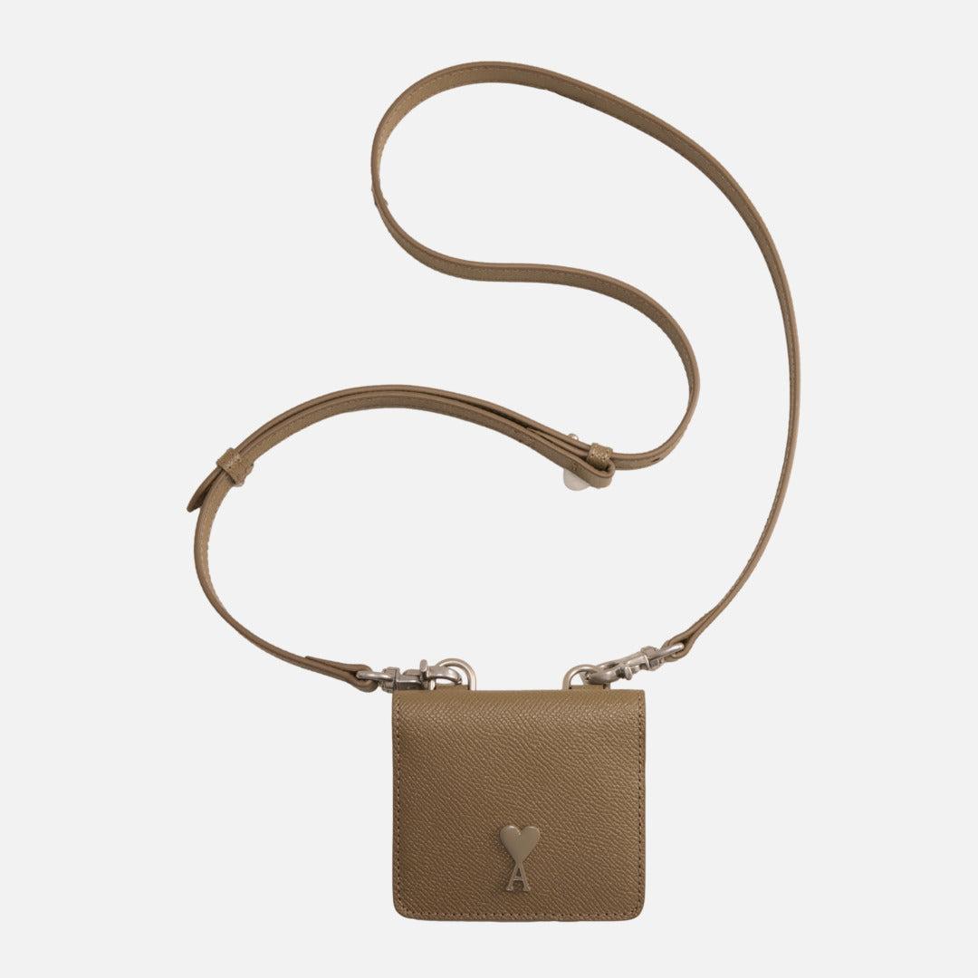 Ami Paris Ami De Coeur Strap Card Holder in Natural | Lyst UK