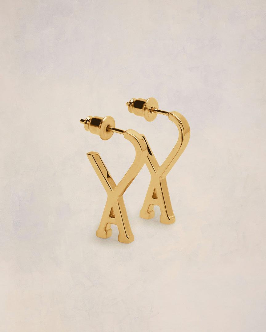 AMI PARIS【送料込】Heart logo Earrings Gold Small Ami de Cœur Earrings by AMI Paris on Sale