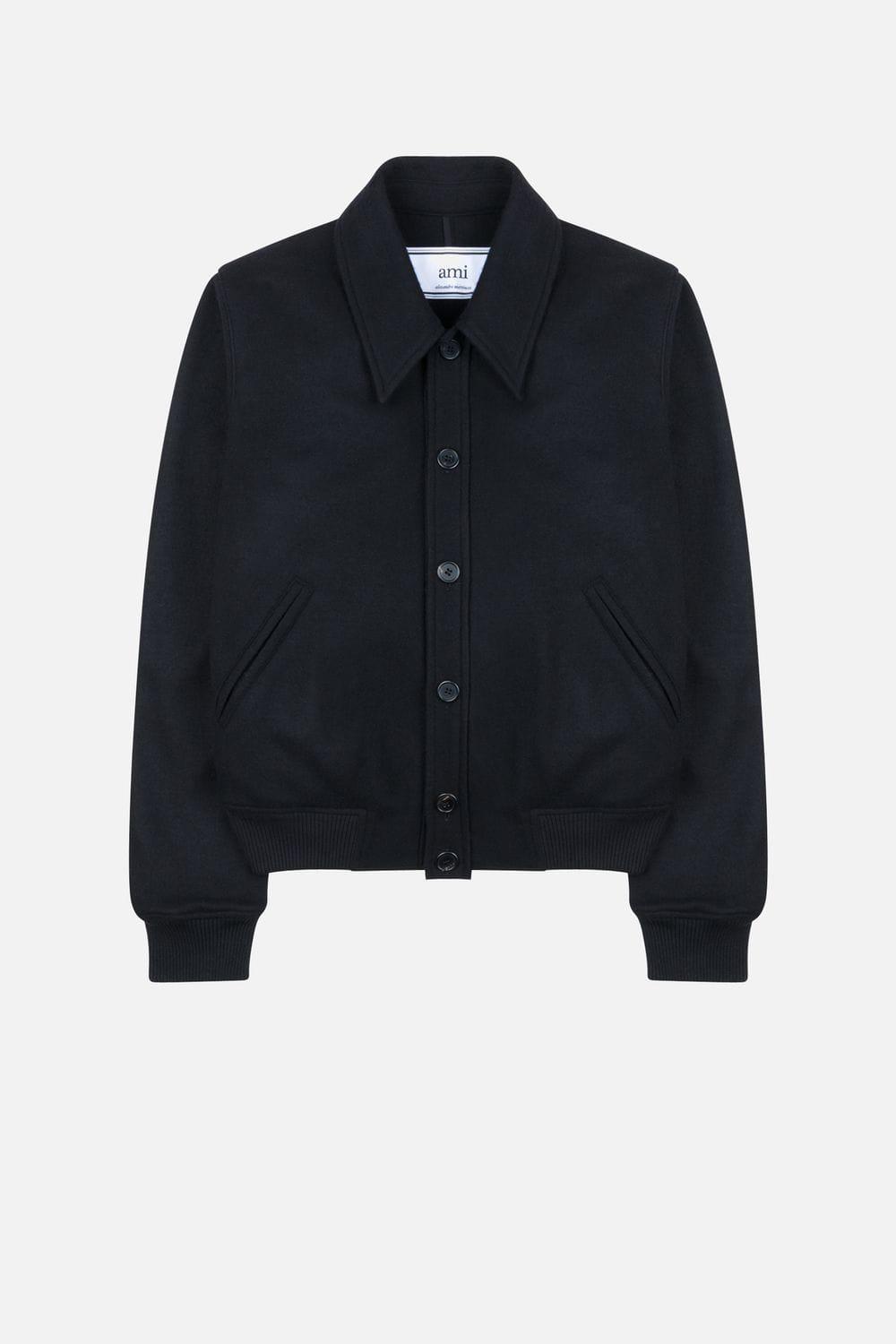 AMI Wool Jersey Jacket in Black for Men - Lyst