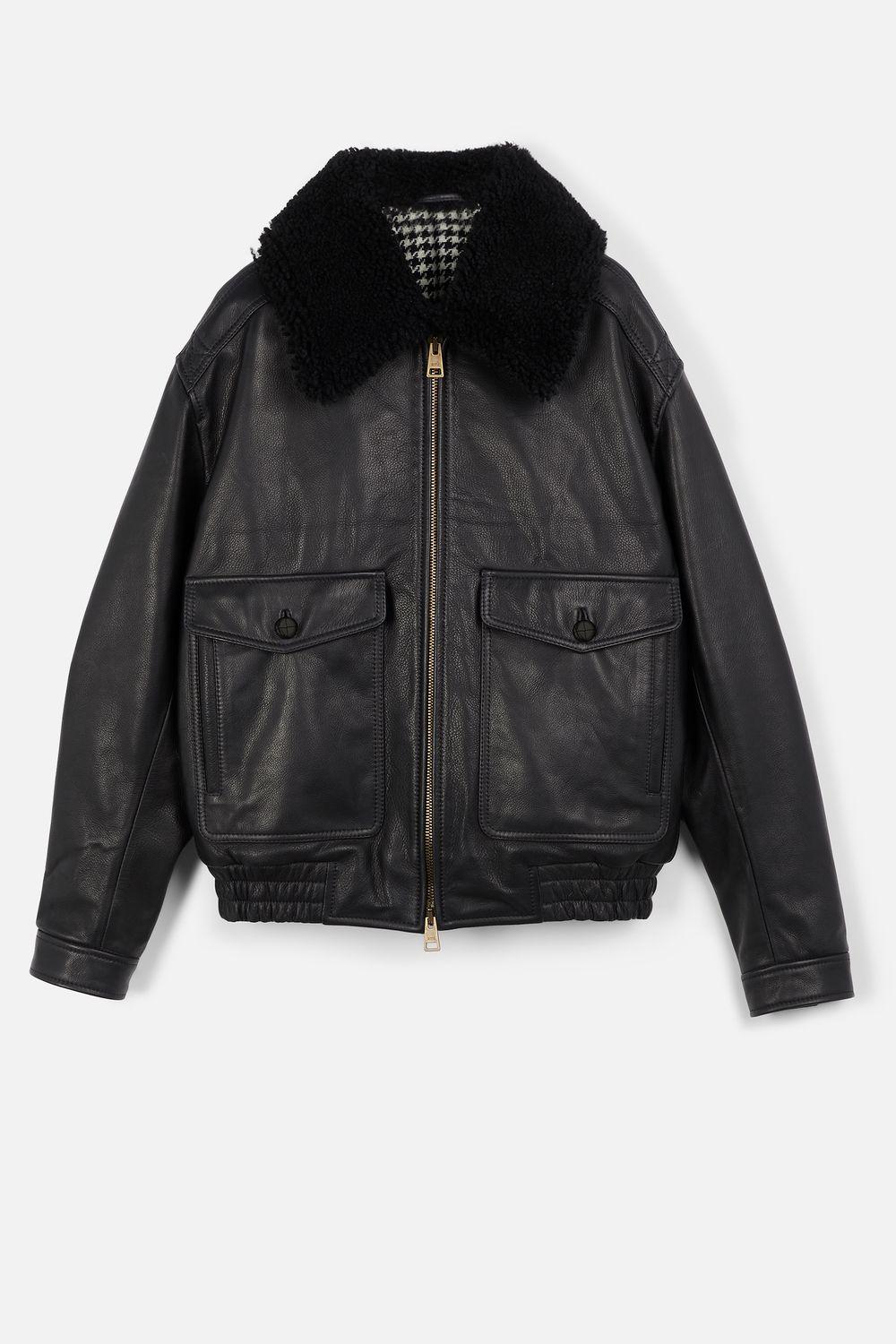 ami shearling leather jacket