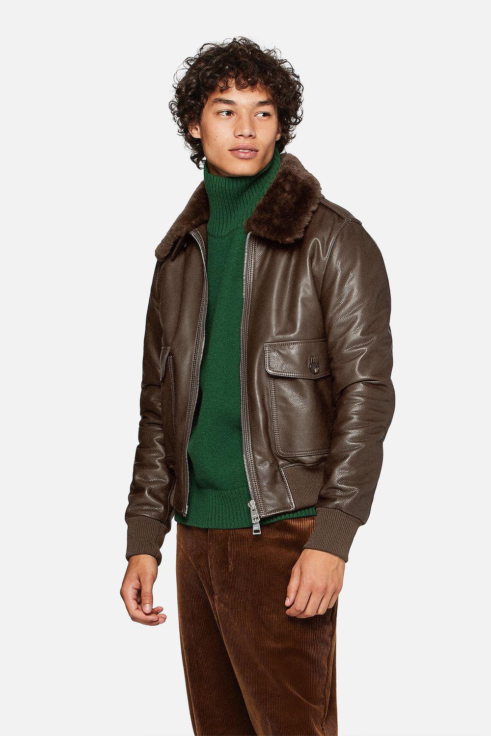 ami shearling leather jacket