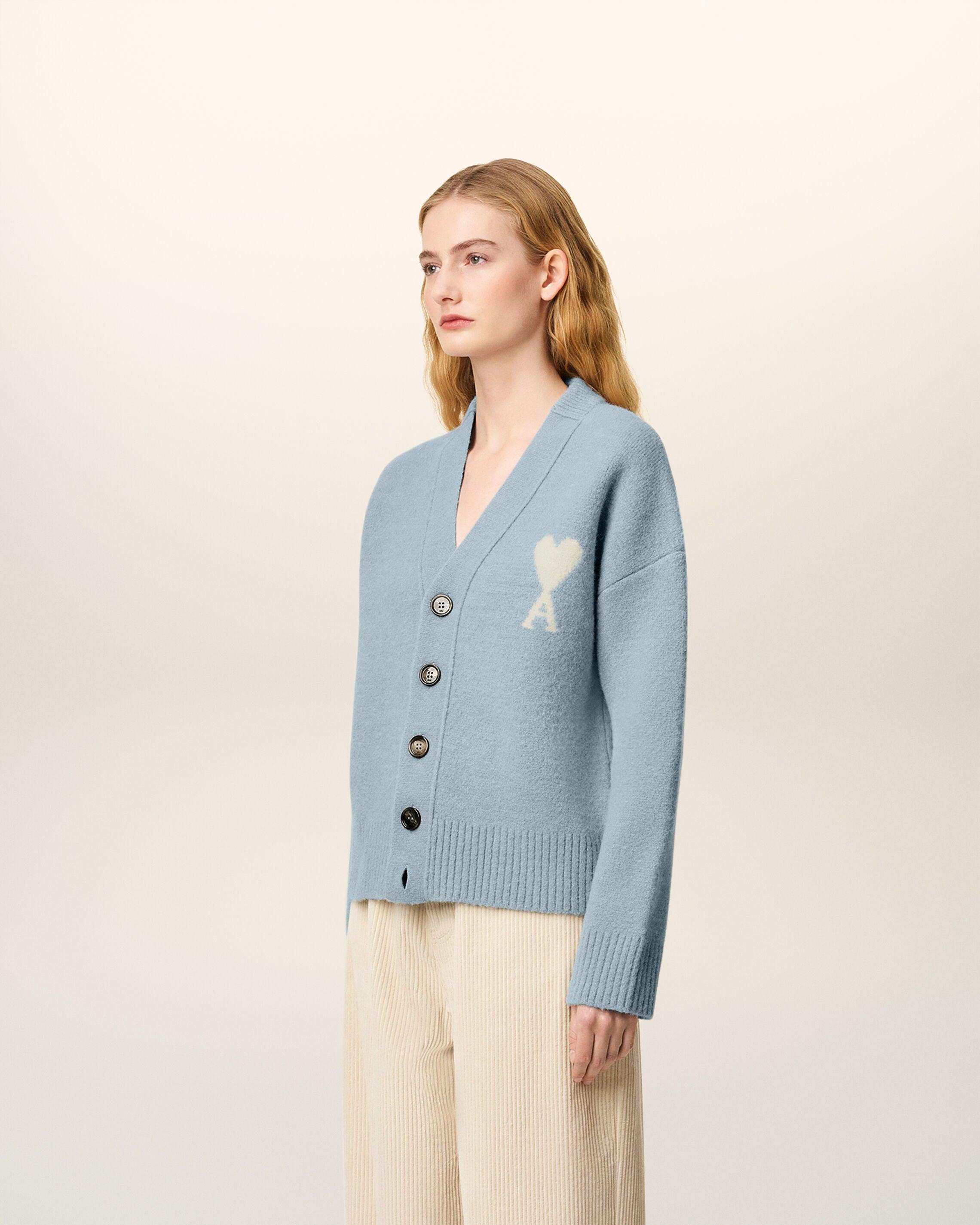 Ami Paris Alpaca Ami De Coeur Cardigan in Blue | Lyst