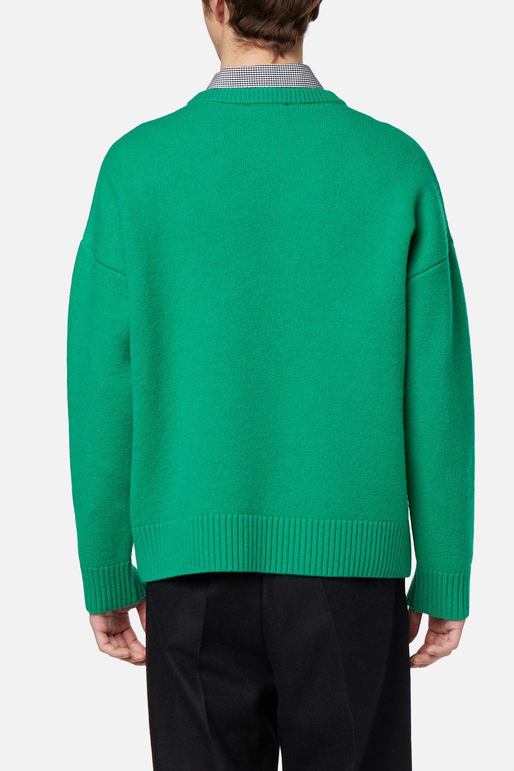 Ami Paris Oversize Ami De Coeur Crewneck Sweater in Green for Men | Lyst
