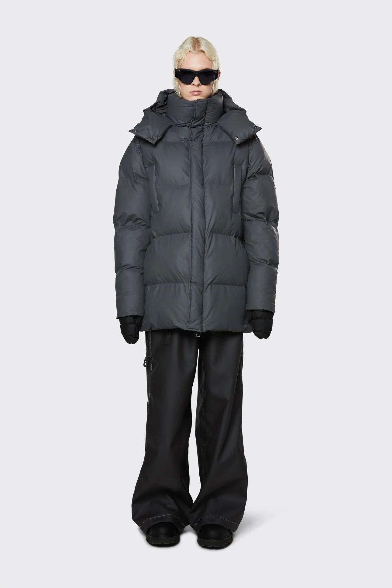 Rains Boxy Puffer Parka in Slate (Blue) Lyst