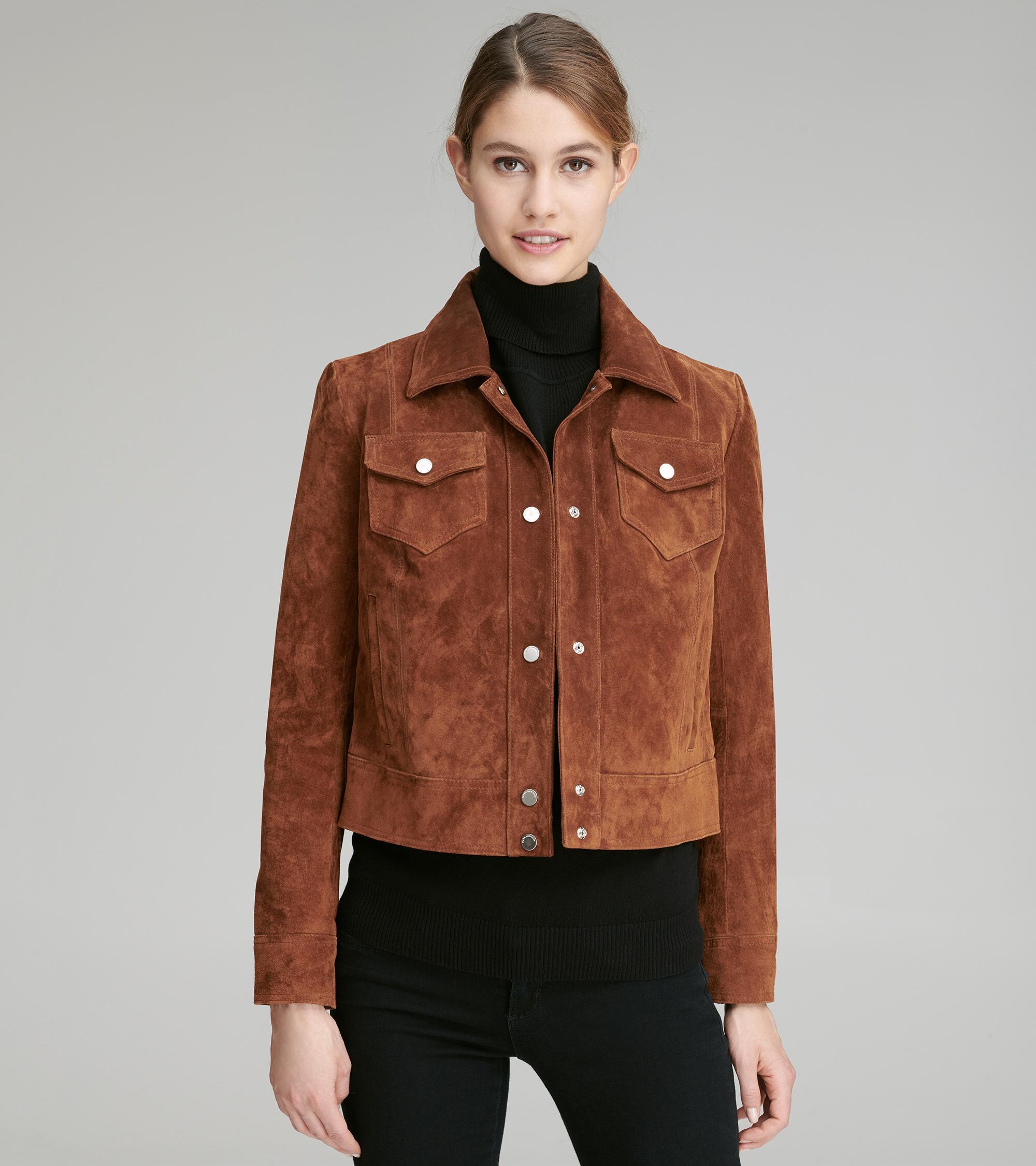 womens suede trucker jacket