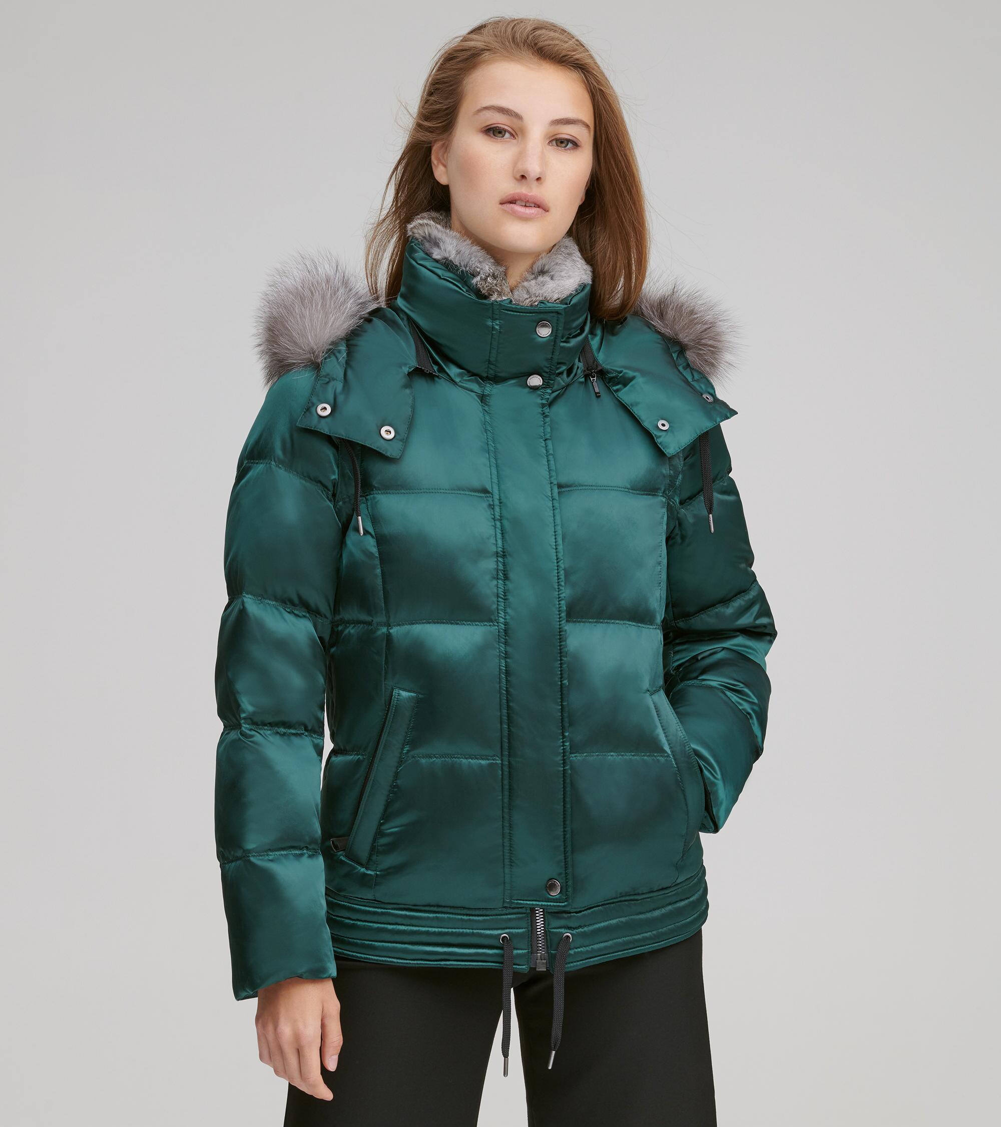 andrew marc lillie rabbit & fox fur trim down coat