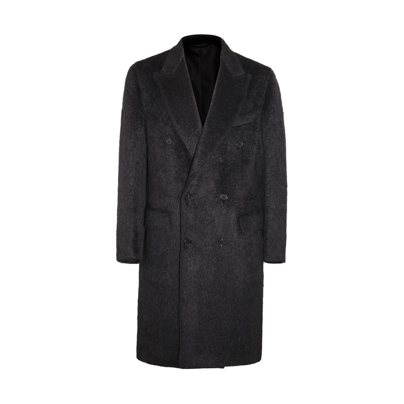 Brioni Dark Alpaca Coat in Black for Men | Lyst UK