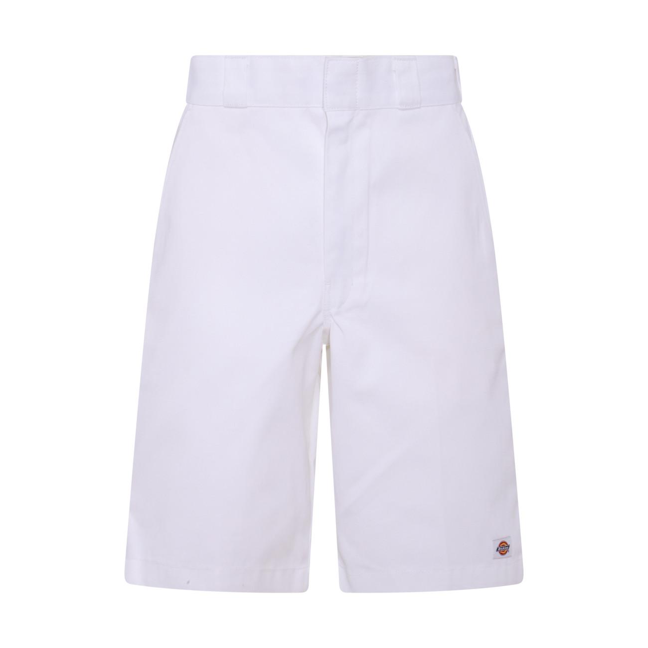 White Cotton Blend Shorts